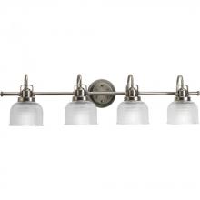  P2997-81 - Archie Collection Four-Light Antique Nickel Clear Double Prismatic Glass Coastal Bath Vanity Light