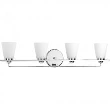  P300003-015 - Flight Collection Four-Light Polished Chrome Etched Glass Coastal Bath Vanity Light