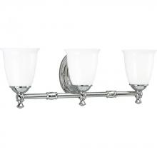  P3029-15 - Victorian Collection Three-Light Polished Chrome White Opal Glass Farmhouse Bath Vanity Light