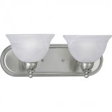  P3267-09 - Avalon Collection Two-Light Brushed Nickel Alabaster Glass Traditional Bath Vanity Light