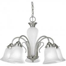  P4391-09 - Bedford Collection Five-Light Brushed Nickel Etched Alabaster Glass Traditional Chandelier Light