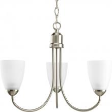  P4440-09 - Gather Collection Three-Light Brushed Nickel Etched Glass Traditional Chandelier Light