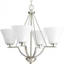  P4622-09 - Bravo Collection Four-Light Brushed Nickel Etched Glass Modern Chandelier Light