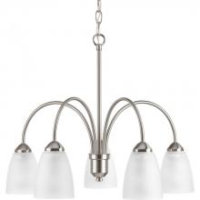  P4735-09 - Gather Collection Five-Light Brushed Nickel Etched Glass Traditional Chandelier Light