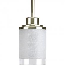  P5147-09 - Alexa Collection One-Light Brushed Nickel Etched Linen With Clear Edge Glass Modern Mini-Pendant Lig