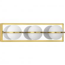  P300312-012-30 - Pearl LED Collection Three-Light Satin Brass and Opal Glass Modern Style Bath Vanity Wall Light