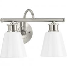  P300315-009 - Ashford Collection Two-Light Brushed Nickel and Opal Glass Farmhouse Style Bath Vanity Wall Light