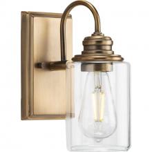  P300320-163 - Aiken Collection One-Light Vintage Style Brass Clear Glass Farmhouse Style Bath Vanity Wall Light