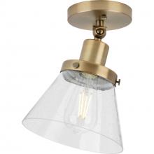  P350198-163 - Hinton Collection One-Light Vintage Brass and Seeded Glass Vintage Style Ceiling Light