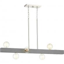  P400269-009 - Mill Beam Collection Six-Light Brushed Nickel/Faux Concrete Industrial Style Linear Island Chandelie