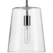  P500241-104 - Clarion Collection One-Light Polished Nickel Clear Glass Transitional Pendant