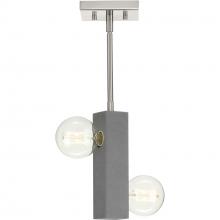  P500328-009 - Mill Beam Collection Two-Light Brushed Nickel/Faux Concrete Industrial Style Convertible Mini-Pendan