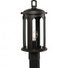  P540033-020 - Gables Collection One-Light Antique Bronze and Clear Glass Transitional Style Outdoor Post Lantern w