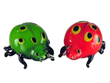  AS13073 - 2-Piece Lady Bug Handcrafted Art Glass Sculpture Set
