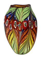  AV15209 - Peacock Feather Hand Blown Art Glass Vase