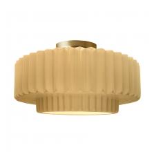  CER-6375-MYLW-BRSS-LED1-700 - Large Tier Pleated LED Semi-Flush