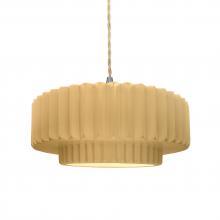  CER-6553-MYLW-NCKL-BEIG-TWST-LED1-700 - Medium Tier Pleated LED Pendant