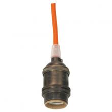  80/2343 - Medium base lampholder; 4pc. Solid brass; prewired; Uno ring; 10ft. 18/2 SVT Orange Cord; Dark