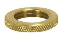  90/003 - Brass Round Knurled Locknut; 9/16" Diameter; 1/8 IP; 3/32" Thick; Burnished And Lacquered