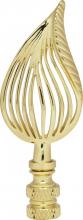  90/1743 - Leaf Brass Finial; 3-1/2" Height; 1/4-27; Polished Brass Finish