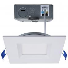  S11871 - 12 Watt LED Low Profile Regress Baffle Downlight; 4 Inch; Remote Driver; CCT Selectable; Square