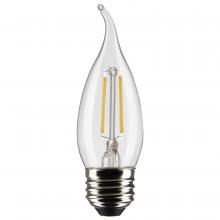  S21310 - 3 Watt CA10 LED; Clear; Medium base; 90 CRI; 2700K; 120 Volt