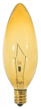  S3818 - 40 Watt BA9 1/2 Incandescent; Transparent Amber; 1500 Average rated hours; Candelabra base; 120 Volt