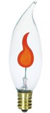  0365600 - 3W CA8 Incandescent Flicker Flame Clear E12 (Candelabra) Base, 120 Volt, Box