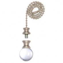  1000000 - Clear Glass Sphere Finial/Pull Chain Brushed Nickel Finish