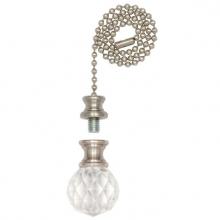  1000100 - Prismatic Glass Sphere Finial/Pull Chain Brushed Nickel Finish