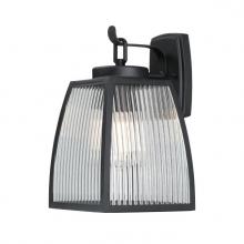  6122400 - Wall Fixture Textured Black Finish Clear Ribbed Glass