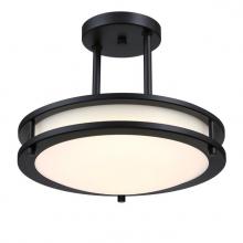  6136700 - 12 in. 15W LED Semi-Flush with Color Temperature Selection Matte Black Finish Frosted Acrylic Shade