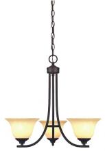  6221500 - 3 Light Chandelier Oil Rubbed Bronze Finish Burnt Scavo Glass