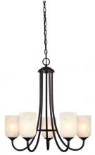  6224000 - 5 Light Chandelier Espresso Finish White Alabaster Glass