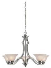  6228600 - 5 Light Chandelier Satin Platinum Finish White Alabaster Glass