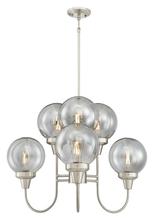  6325300 - 6 Light Chandelier Brushed Nickel Finish Smoke Grey Glass Globes