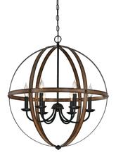  6333600 - 6 Light Chandelier Barnwood and Oil Rubbed Bronze Finish