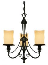  6900000 - 3 Light Chandelier Burnished Bronze Patina Finish Burnt Scavo Glass