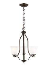 Seagull - Generation 3139003-710 - Emmons traditional 3-light indoor dimmable ceiling chandelier pendant light in bronze finish with sa