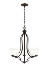 Seagull - Generation 3139005-710 - Emmons traditional 5-light indoor dimmable ceiling chandelier pendant light in bronze finish with sa