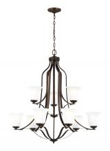 Seagull - Generation 3139009-710 - Emmons traditional 9-light indoor dimmable ceiling chandelier pendant light in bronze finish with sa