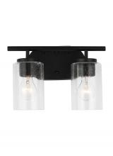  41171-112 - Oslo dimmable 2-light wall bath sconce in a midnight black finish with clear seeded glass shade