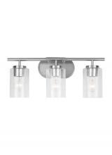  41172-962 - Oslo dimmable 3-light wall bath sconce in a brushed nickel finish with clear seeded glass shade