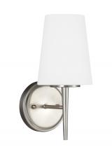  4140401-962 - Driscoll contemporary 1-light indoor dimmable bath vanity wall sconce in brushed nickel silver finis