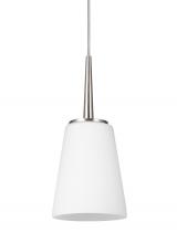  6140401EN3-962 - Driscoll contemporary 1-light LED indoor dimmable ceiling hanging single pendant light in brushed ni