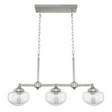  19489 - Hunter Saddle Creek Brushed Nickel with Seeded Glass 3 Light Chandelier Ceiling Light Fixture