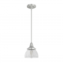  19327 - Hunter Cypress Grove Brushed Nickel with Clear Holophane Glass 1 Light Pendant Ceiling Light Fixture