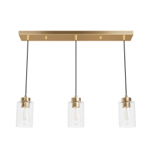  13069 - Hunter Hartland Alturas Gold with Seeded Glass 3 Light Pendant Cluster Ceiling Light Fixture