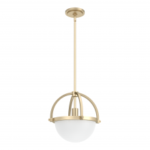  19234 - Hunter Wedgefield Alturas Gold with Frosted Cased White Glass 1 Light Pendant Ceiling Light Fixture