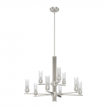  19788 - Hunter Gatz Brushed Nickel with Clear Glass 9 Light Chandelier Ceiling Light Fixture